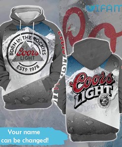 Coors Light Hoodie 3D Water Effect Custom Name Beer Lovers Gift