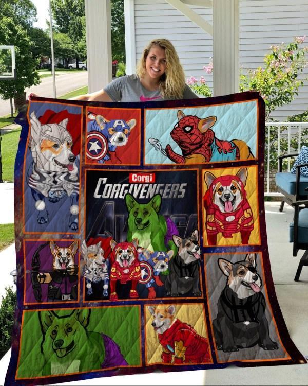 Corgi Avengers Quilt Blanket Bedding Set for Home Décor