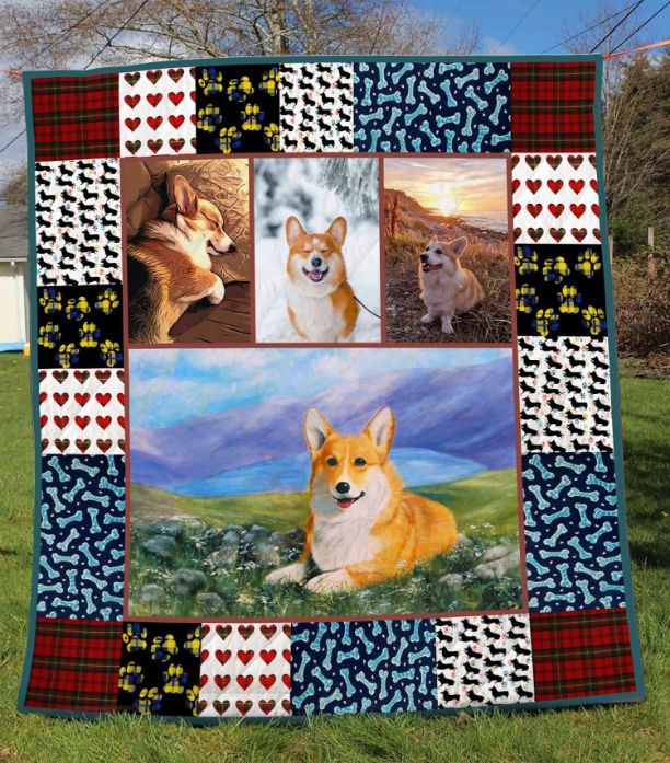 Corgi Natural Quilt Blanket Bedding Set for Home Décor