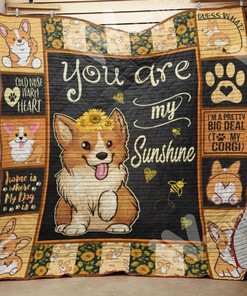 Corgi Sunflower You Are My Sunshine Quilt Blanket Bedding Set