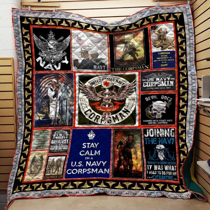 Corpsman Navy Quilt Blanket Bedding Set for Home Décor