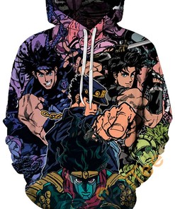Cosplay Jojo's Bizarre Adventure Print Pullover With Front Pocket Hoodie All Over Print Hoodie 3D 1