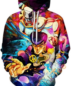 Cosplay Jojo's Bizarre Adventure Print Pullover With Front Pocket Hoodie All Over Print Hoodie 3D 4