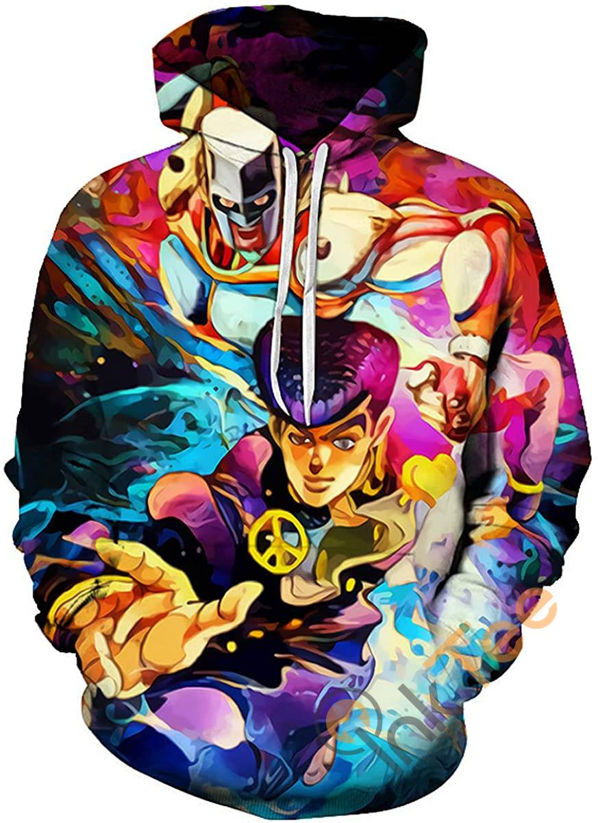 Cosplay Jojo's Bizarre Adventure Print Pullover With Front Pocket Hoodie All Over Print Hoodie 3D 4