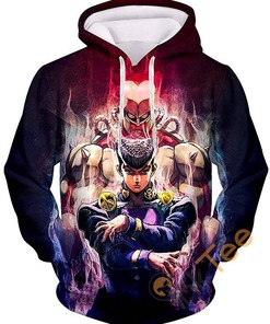 Cosplay Jojo's Bizarre Adventure Print Pullover With Front Pocket Hoodie All Over Print Hoodie 3D 8