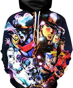 Cosplay Jojo's Bizarre Adventure Print Pullover With Front Pocket Hoodie All Over Print Hoodie 3D 9