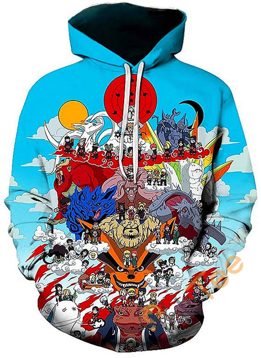 Cosplay Naruto Print Pullover With Front Pocket All Over Print Hoodie 3D 3