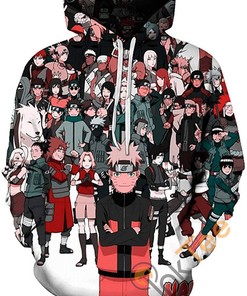 Cosplay Naruto Print Pullover With Front Pocket All Over Print Hoodie 3D 9