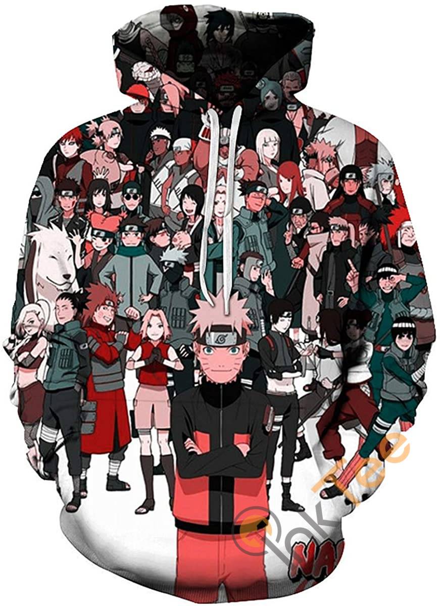 Cosplay Naruto Print Pullover With Front Pocket All Over Print Hoodie 3D 9