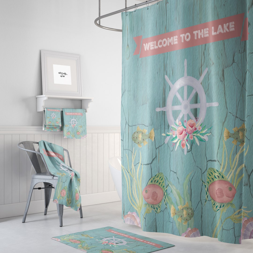 Cottage Chic, Beach Theme Shower Curtain, Coastal Bathroom Decor