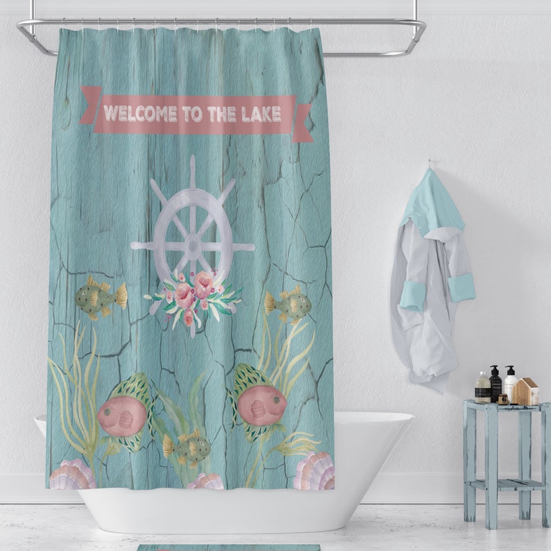 Cottage Chic, Beach Theme Shower Curtain, Coastal Bathroom Decor - Image 2
