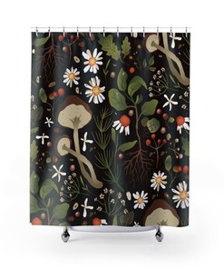 Cottagecore Shower Curtain, Mushroom Shower Curtain, Boho Shower Curtain, Boho Bathroom Decor, Guest Bathroom, Apartment Bathroom