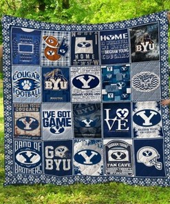 Cougar Football Ncaa Byu Cougars Collection Combined Collected Quilt Blanket Bedding Set