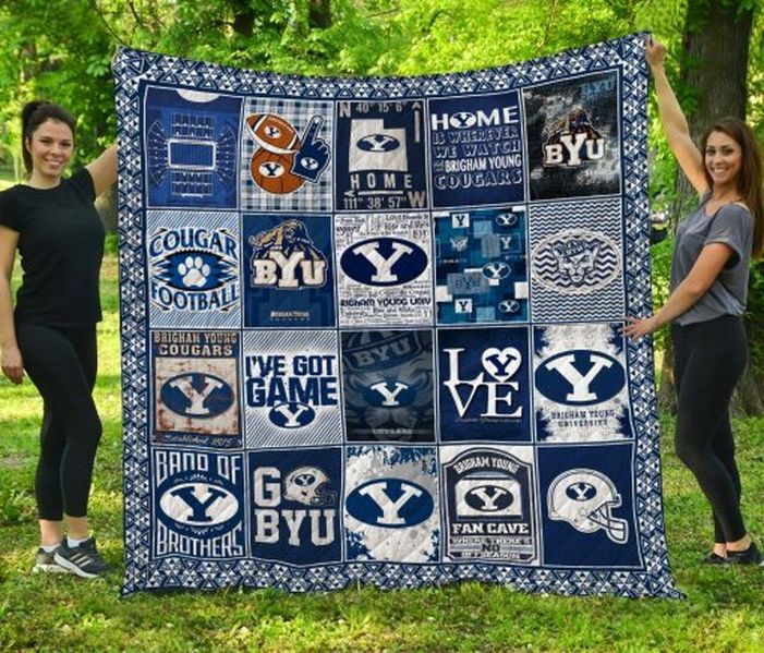 Cougar Football Ncaa Byu Cougars Collection Combined Collected Quilt Blanket Bedding Set