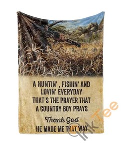 Country Boy Prays For Hunting And Fishing Sherpa Fleece Blanket Gifts for Family, for Couple