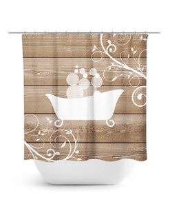 Country Decor Shower Curtain, Brown And White Bathtub Curtain, Rustic Bathroom Decor, Farmhouse Bathroom, Art Shower Curtain