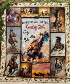 Country Girl’S Horse Quilt Blanket Bedding Set