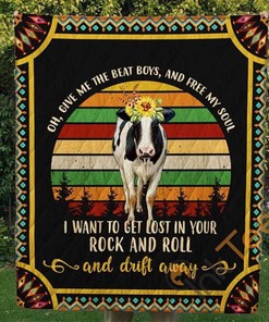 Cow Give Me The Beat Boys And Free My Soul Quilt Blanket Bedding Set