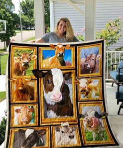 Cow Picture Art Collection Quilt Blanket Bedding Set