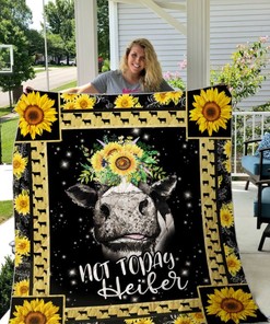 Cow Sunflower Not Today Heifer Quilt Blanket Bedding Set