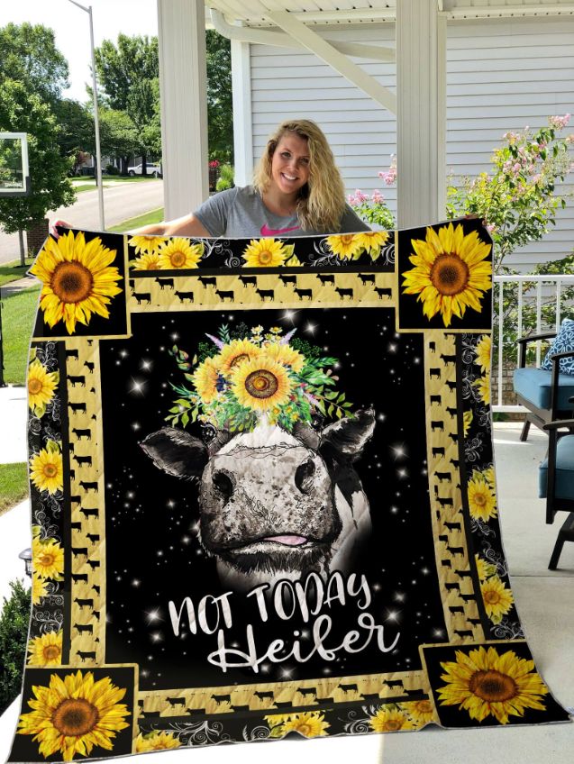 Cow Sunflower Not Today Heifer Quilt Blanket Bedding Set