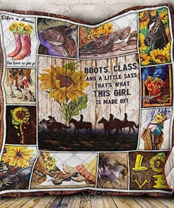 Cowgirl Boots Class And A Little Sass That's What This Girl Is Made Of Quilt Blanket Bedding Set