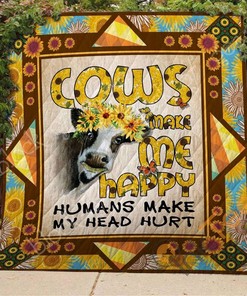 Cows Make Me Happy Quilt Blanket Bedding Set