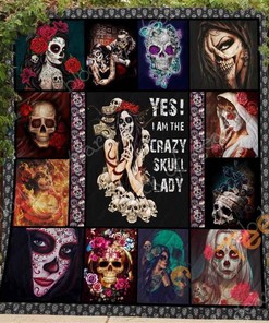 Crazy Skull Lady Quilt Blanket Bedding Set