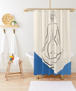 Cream Shower Curtain, Minimal Boho Shower Curtain, Beige Bohemian Bathroom Decor