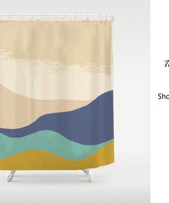 Cream Sky Field Shower Curtain, Kids Room Curtain, Home Decor, Modern Art Landscape