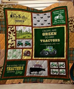 Crops Are Green So Are Tractor Farmer Life Quilt Blanket Bedding Set