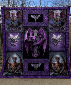 Cross Dragon Purple Quilt Blanket Bedding Set for Home Décor