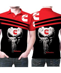 Cummins Logo On Punisher Skull Head Cool 3d Printed Gift For Cummins Fan Polo Shirt All Over Print Shirt 3d T-shirt