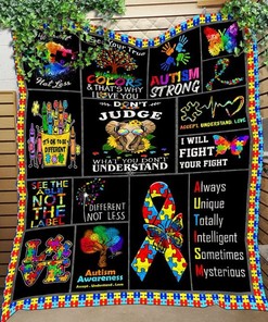 Custom Autism Awareness Fleece Blanket Quilt Blanket Bedding Set