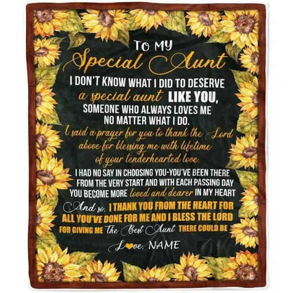 Custom Blanket To My Special Aunt Blanket From Niece Nephew Thank You The Best Aunt Birthday