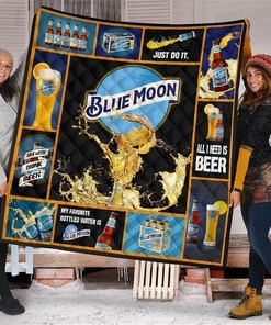 Custom Blue Moon Beer Lover Quilt Blanket Bedding Set for Beer Enthusiasts