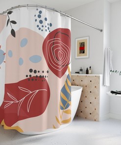 Custom Boho Abstract Pattern Shower Curtain - Peaceful Neutral Warm Earth Colors For Minimalist Bathroom Decor Home Decor