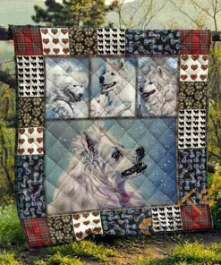 Custom Cute Samoyed Pets Dog Quilt And Pillowcase Bedding Set