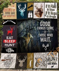 Custom Eat Sleep Hunt Quilt Blanket Bedding Set for Outdoor Enthusiasts