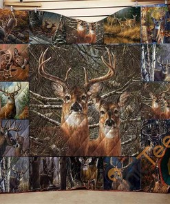 Custom Hunting Deer Quilt Blanket Bedding Set for Hunting Enthusiasts