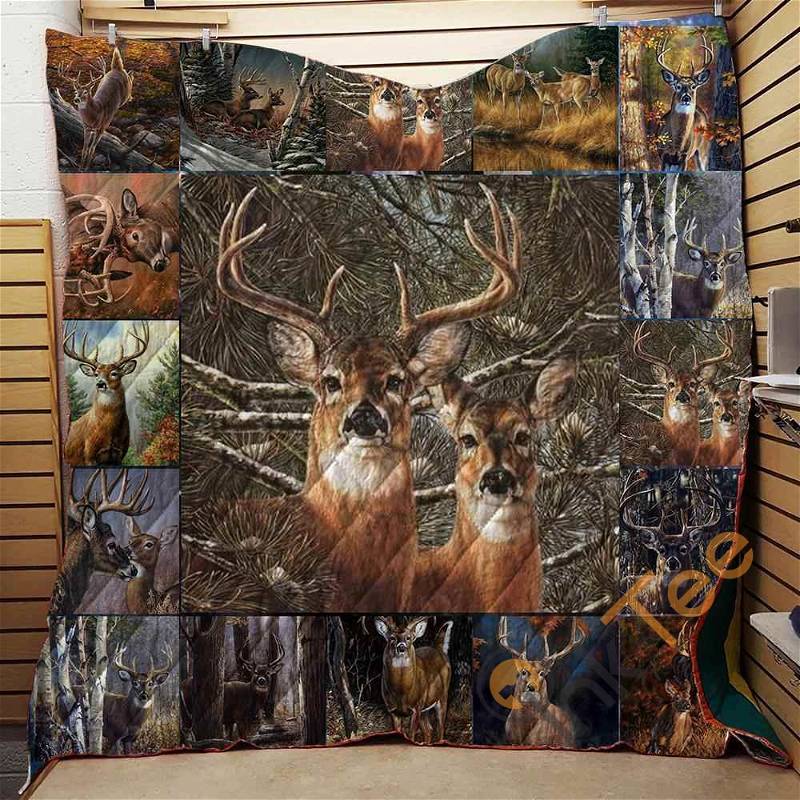 Custom Hunting Deer Quilt Blanket Bedding Set for Hunting Enthusiasts