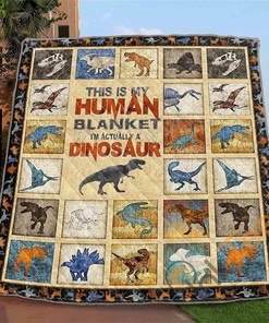 Custom I Am Actually a Dinosaur Quilt Blanket Bedding Set for Picnic