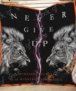 Custom Lion Never Give Up Quilt Blanket Bedding Set for Inspiration