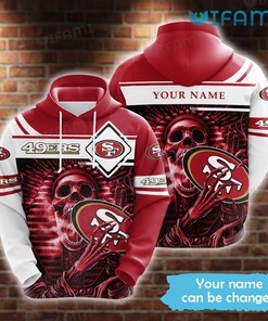 Custom Name 49ers Skull Hoodie 3D San Francisco 49ers Gift