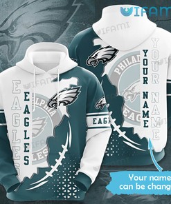 Custom Name Philadelphia Eagles Hoodie 3D White Green Logo Unique Philadelphia Eagles Gift