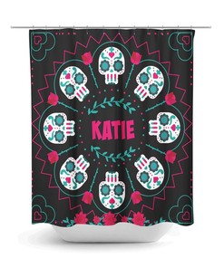 Custom Personalized Shower Curtain Sugar Skull Bathroom Decor