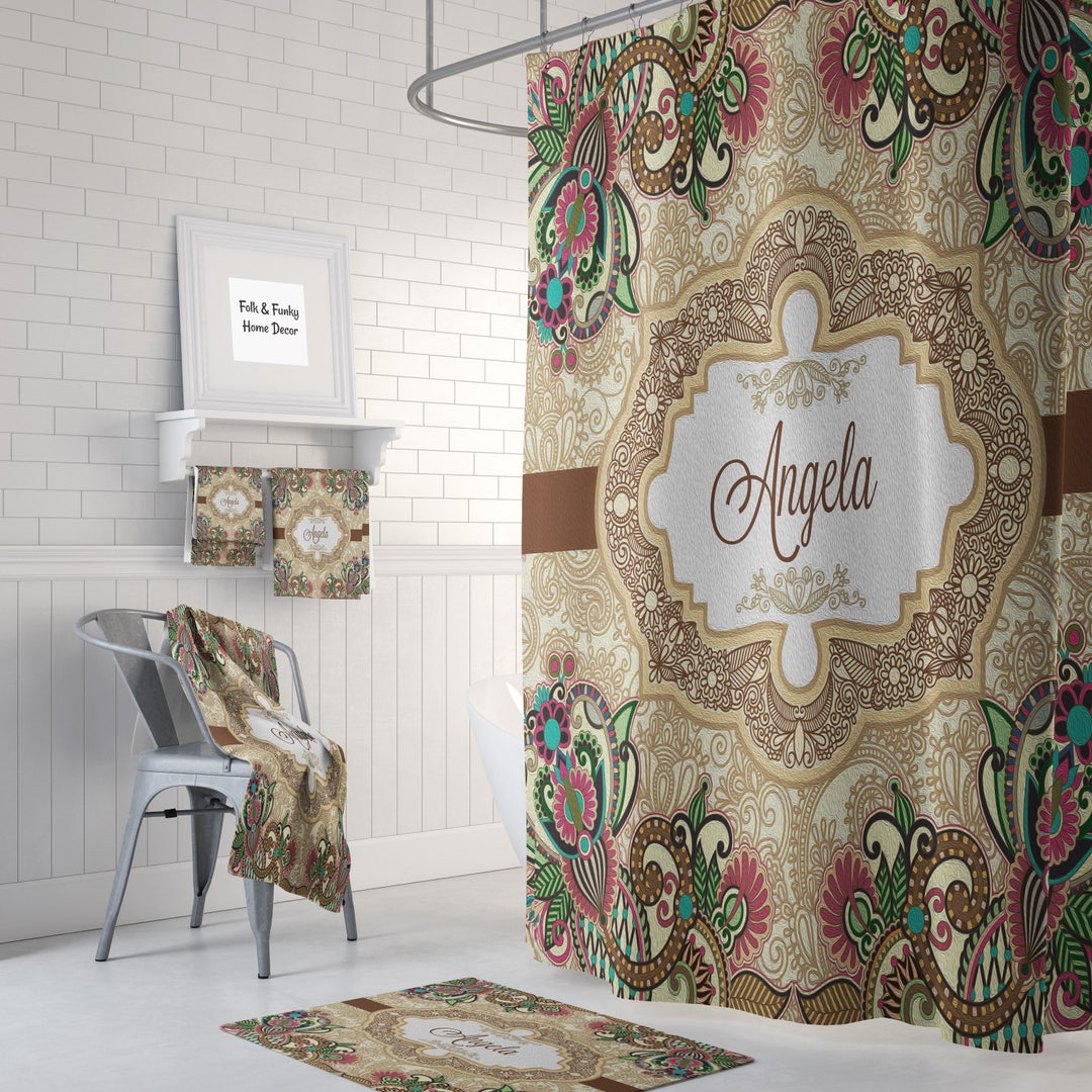 Custom Personalized Shower Curtain Vintage floral