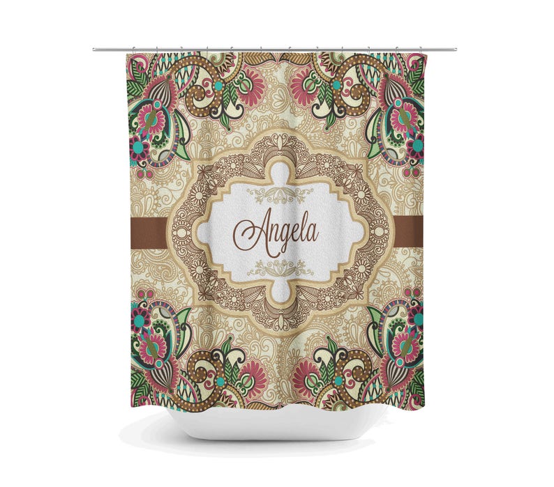 Custom Personalized Shower Curtain Vintage floral - Image 2