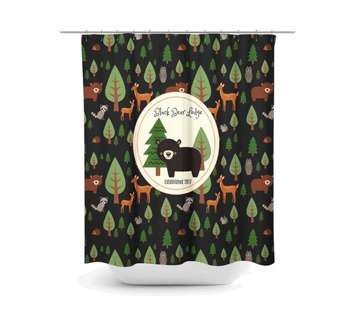 Custom Personalized Shower Curtain, Woodland Bathroom Decor, Bear Shower Curtain, Lodge Theme Shower Curtain
