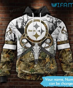 Custom Pittsburgh Steelers Hoodie 3D Deer Skull Forest Pattern Steelers Gift